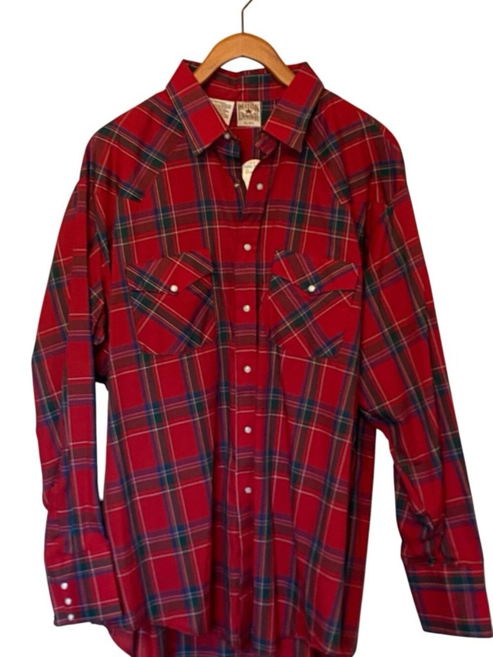 Western Frontier Red Pearl Snap Up Shirt Long Sleeve Men's XL NWT Vintage
